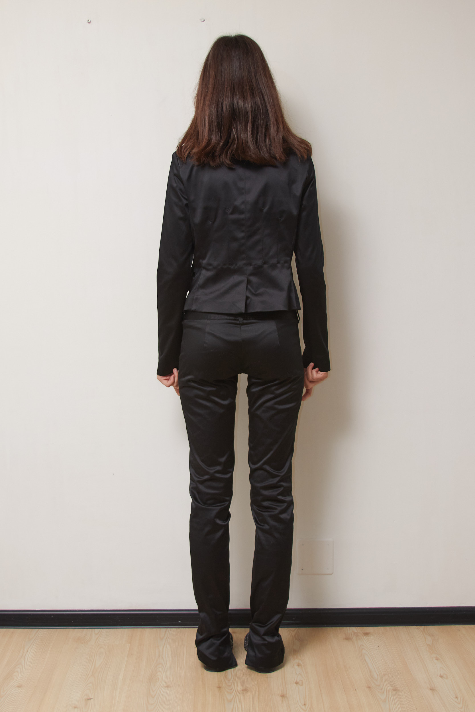 Costum Imperial Satin – Blazer Cambrat și Pantaloni Slim, S (Fit XS) - imagine 4