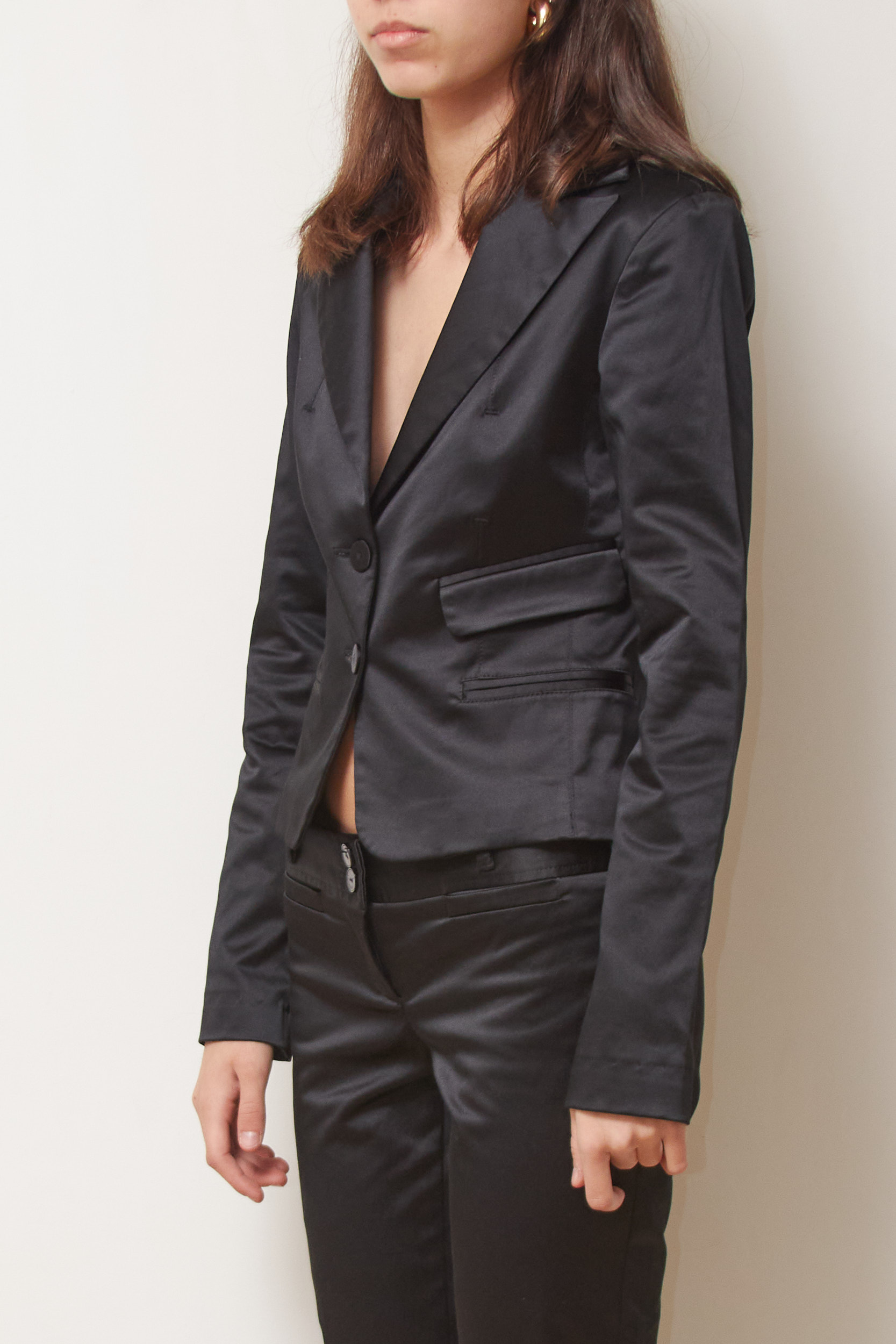 Costum Imperial Satin – Blazer Cambrat și Pantaloni Slim, S (Fit XS) - imagine 5