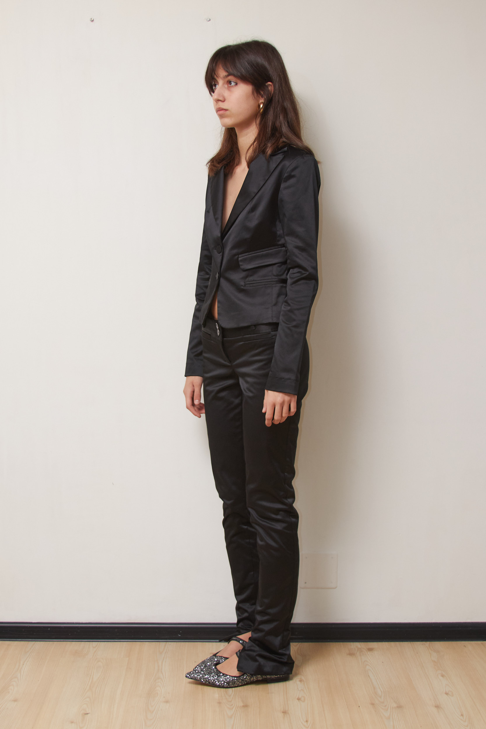 Costum Imperial Satin – Blazer Cambrat și Pantaloni Slim, S (Fit XS) - imagine 6