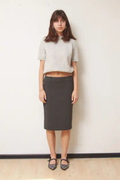 Fustă Creion MAX&Co. "Classics" – Gri Pinstripe & Stofă Elastică IT40/XS-S