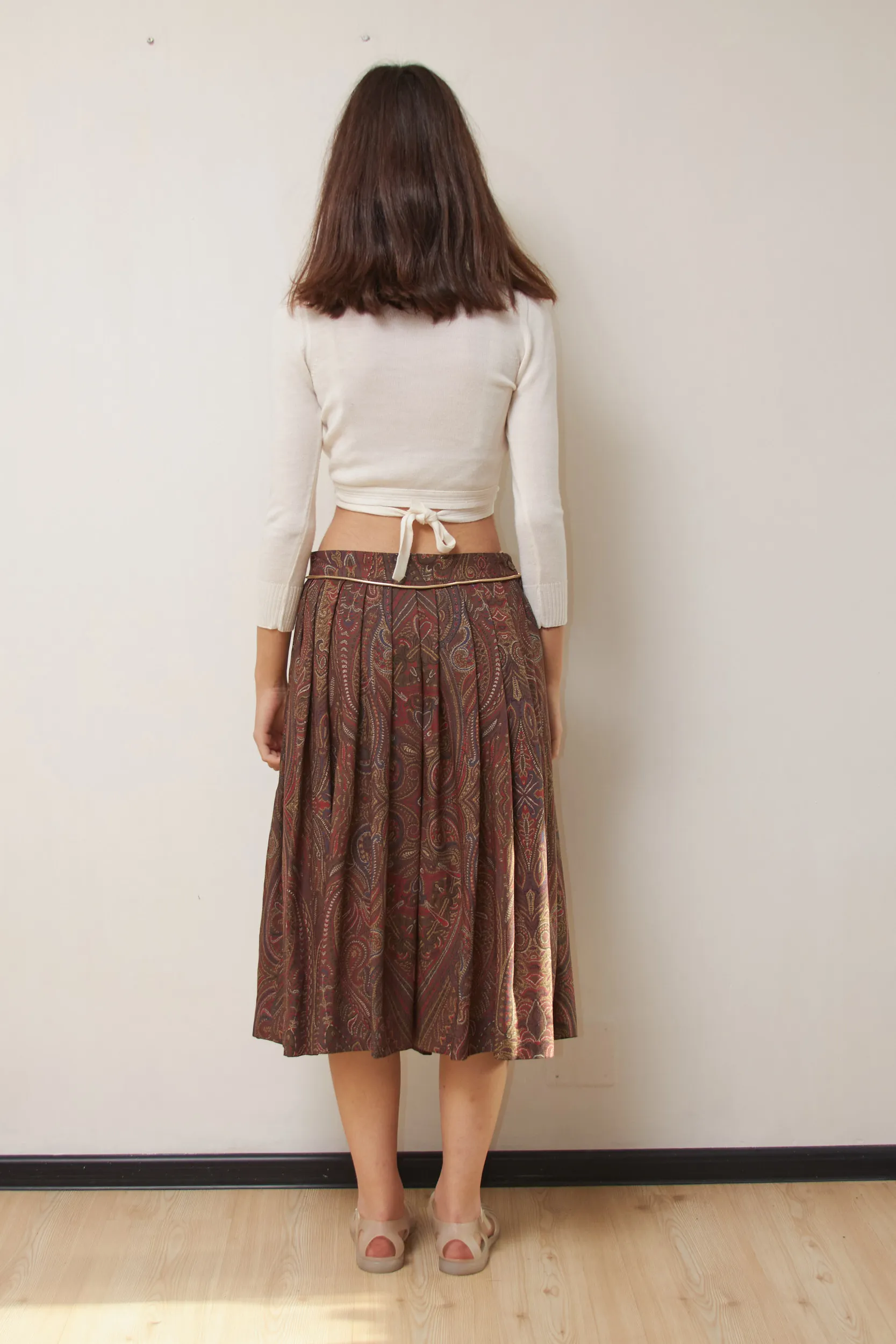 Fustă Vintage Les Copains (Made in Italy) – 75% Lână & 25% Mătase, Imprimeu Paisley - S/M - imagine 5