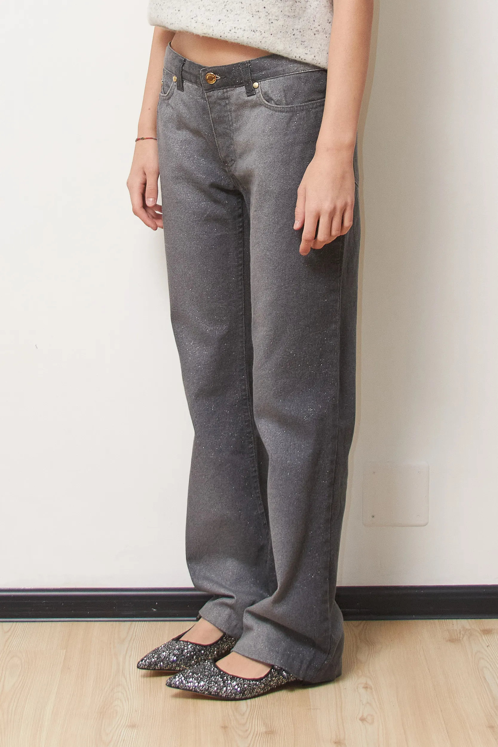 Blugi Roberto Cavalli (Black Glitter) XS - imagine 4