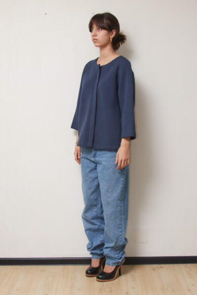 Jachetă Minimalistă Max Mara Navy – Croială Boxy și Mâneci Raglan L