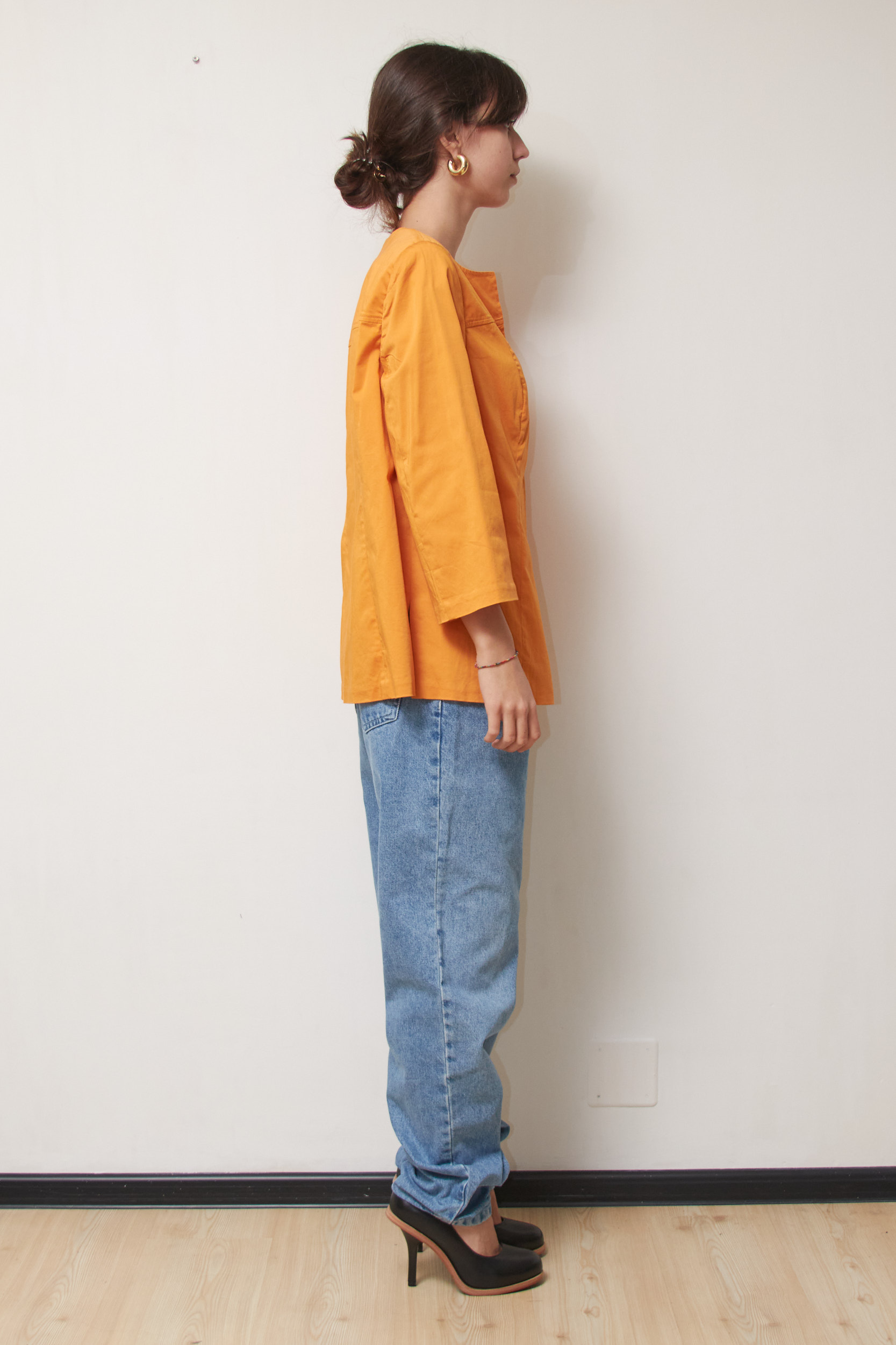 Jachetă Marina Rinaldi din Bumbac Satinat, Portocaliu Vibrant, Made in Italy L - imagine 3