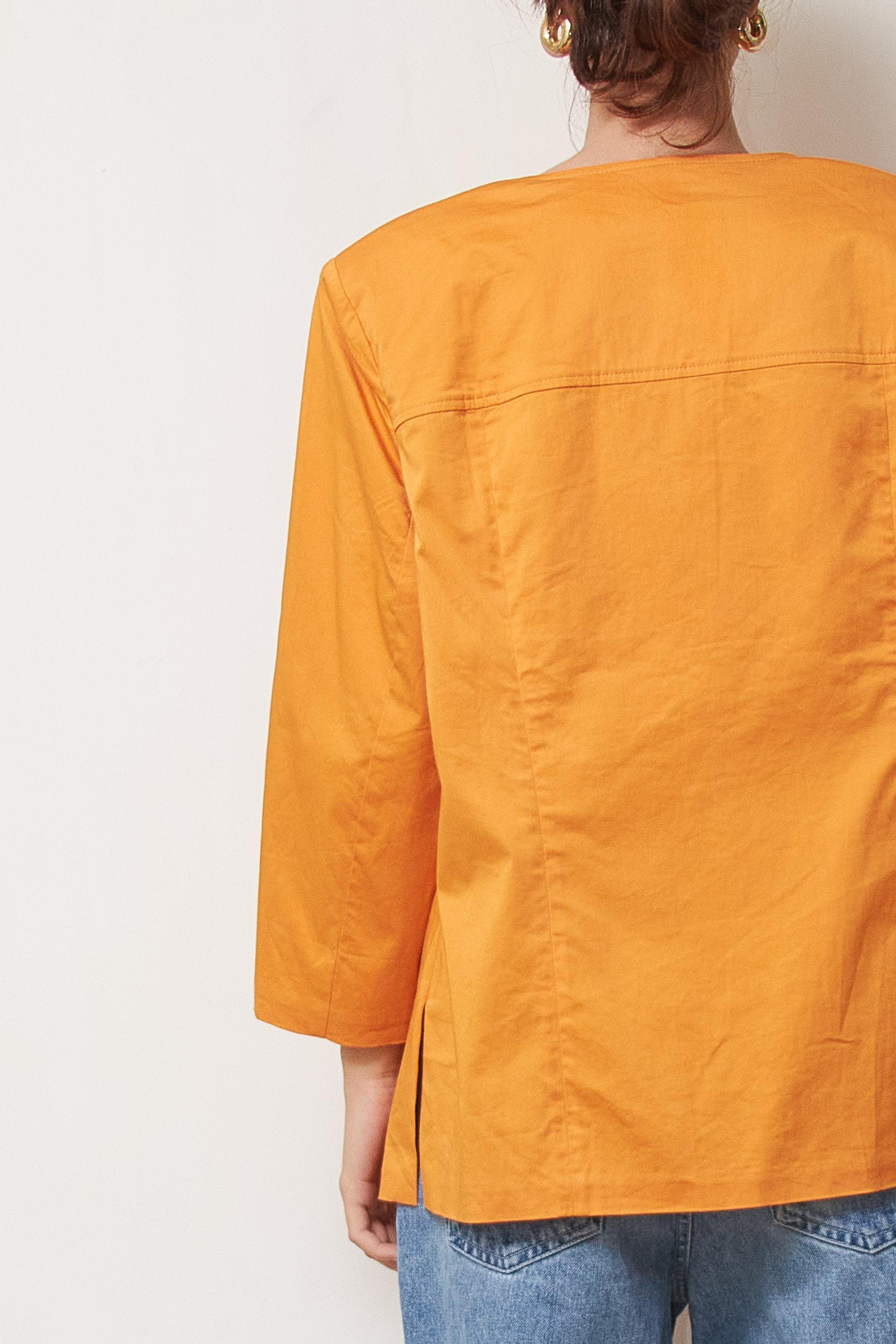 Jachetă Marina Rinaldi din Bumbac Satinat, Portocaliu Vibrant, Made in Italy L - imagine 4