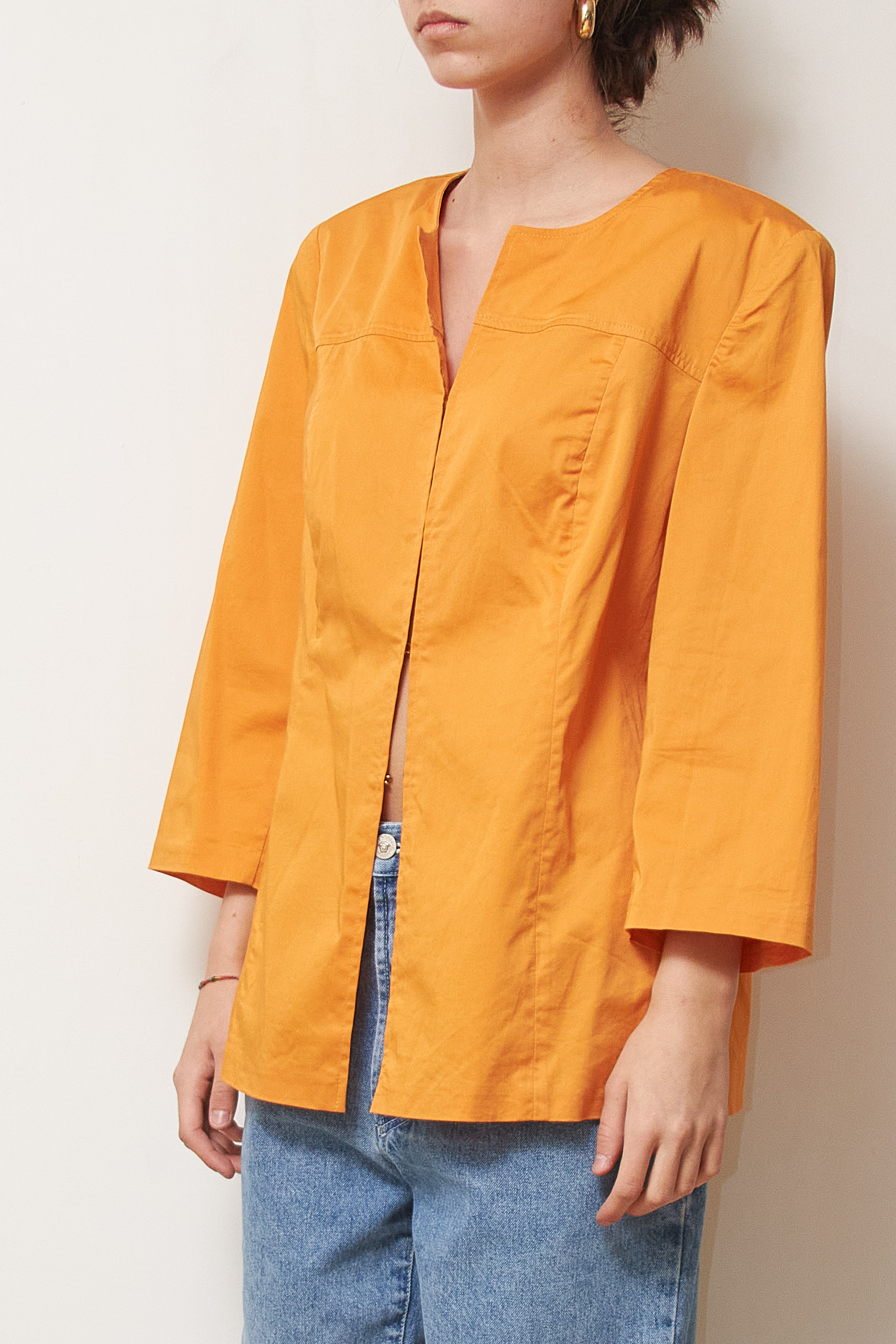 Jachetă Marina Rinaldi din Bumbac Satinat, Portocaliu Vibrant, Made in Italy L - imagine 5