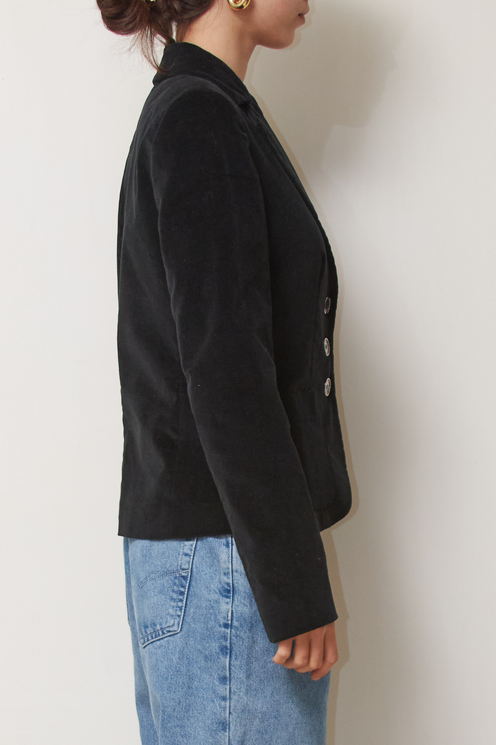 Sacou Black Velvet din bumbac– Croială Cambrată made in Italy - imagine 3