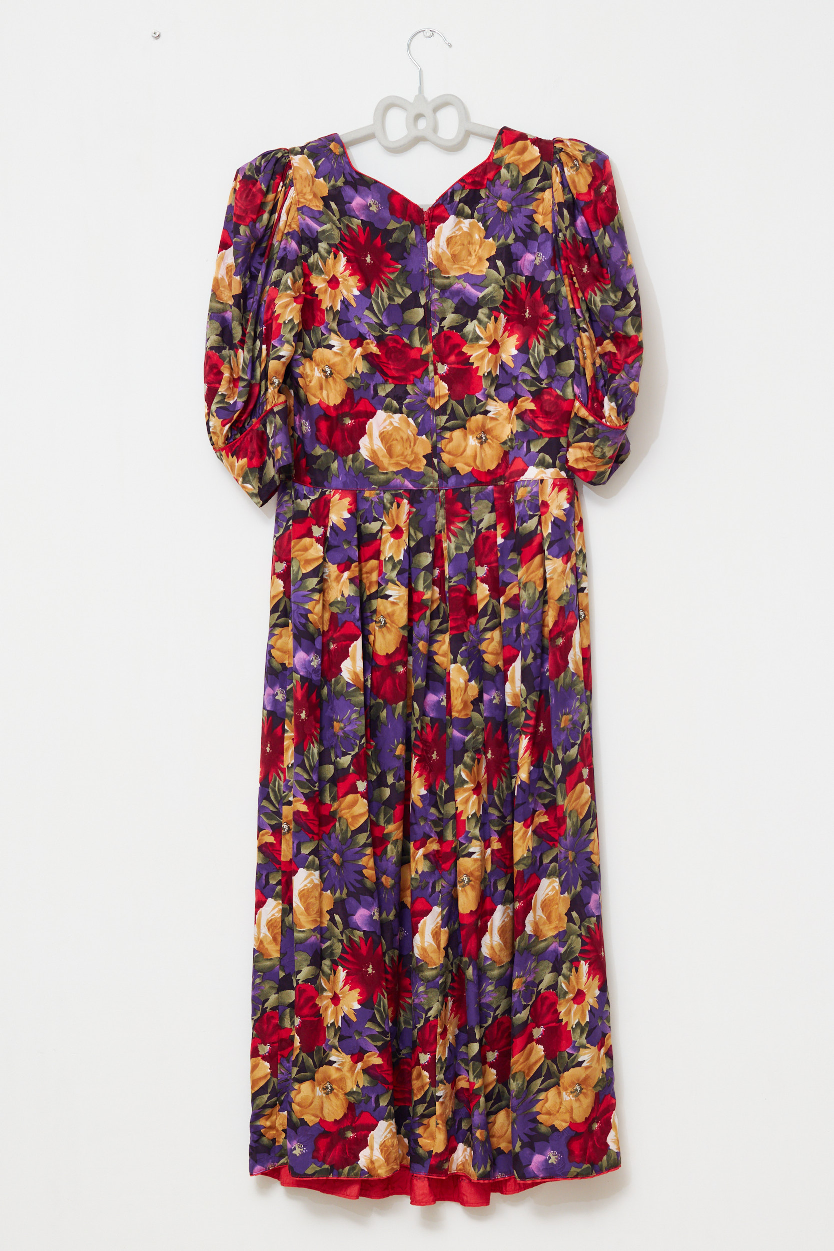 Rochie Maxi Vintage Hofer – Mătase Naturală și Imprimeu Floral Vibrant M/L - imagine 3