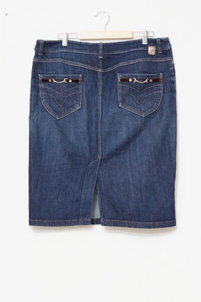 Fustă Weekend MaxMara "Chain Detail" – Denim Tehnic Soft & Croială Creion IT 44/L