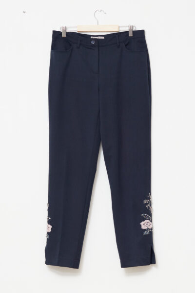 Pantaloni vintage cu broderie Navy M