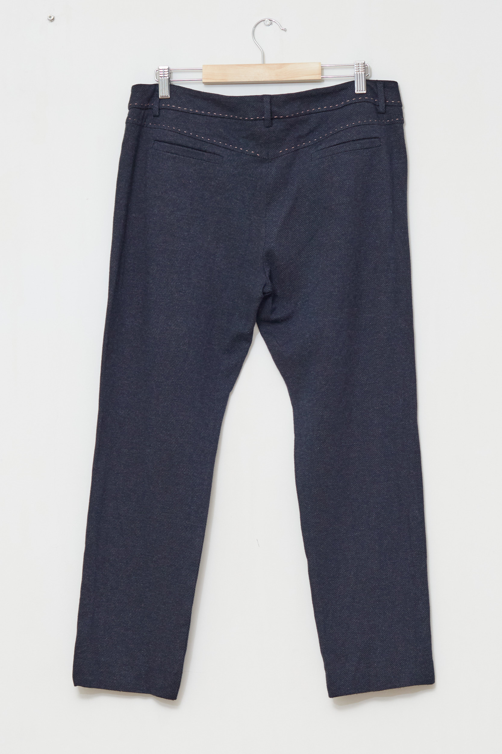 Pantaloni MARELLA (Max Mara Group) – Navy Texturat cu Cusături Contrast L - imagine 3