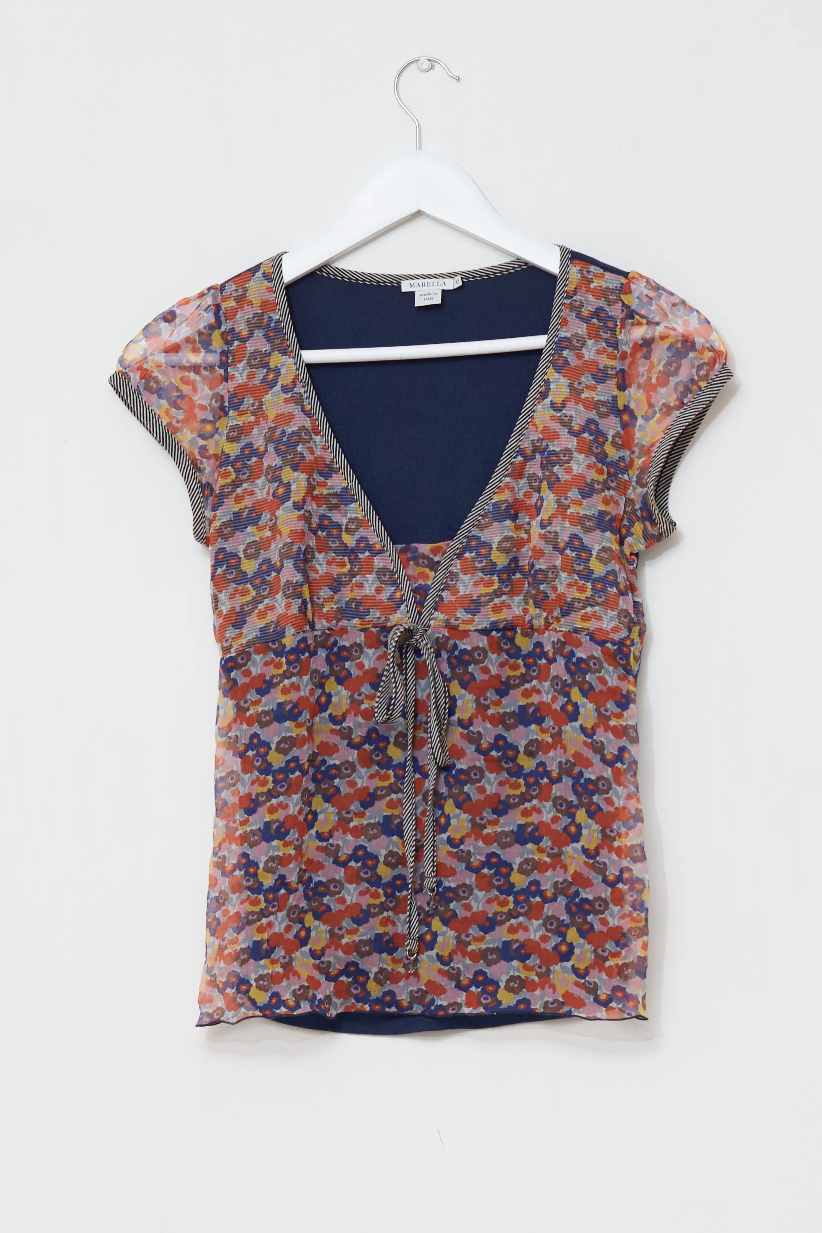 Top Marella (Max Mara Group) – 100% Mătase & Viscoză cu Imprimeu Floral XS/S