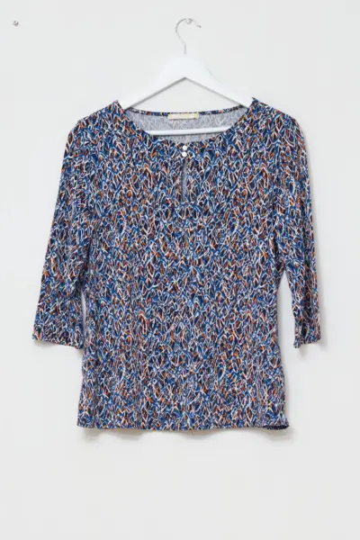 Bluză BOSS Hugo Boss – Imprimeu Abstract Albastru & Ocru M