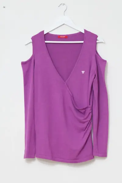 Bluză GUESS Los Angeles – Stil "Cold Shoulder" cu Decolteu Petrecut L