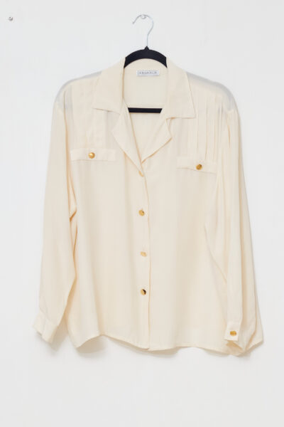 Cămașă vintage Donna Flor – 100% Mătase Naturală, Stil Safari-Chic