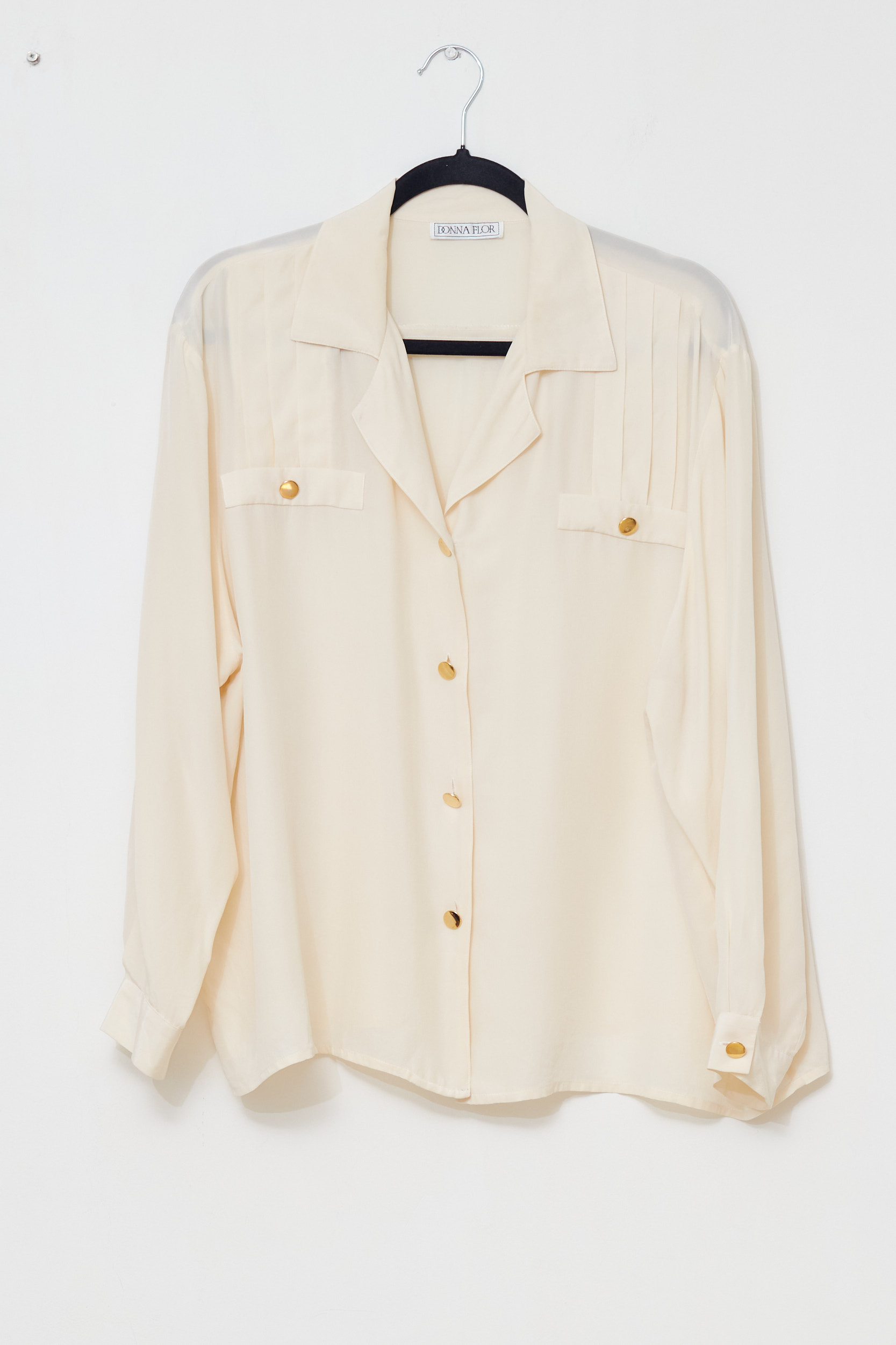 Cămașă vintage Donna Flor – 100% Mătase Naturală, Stil Safari-Chic