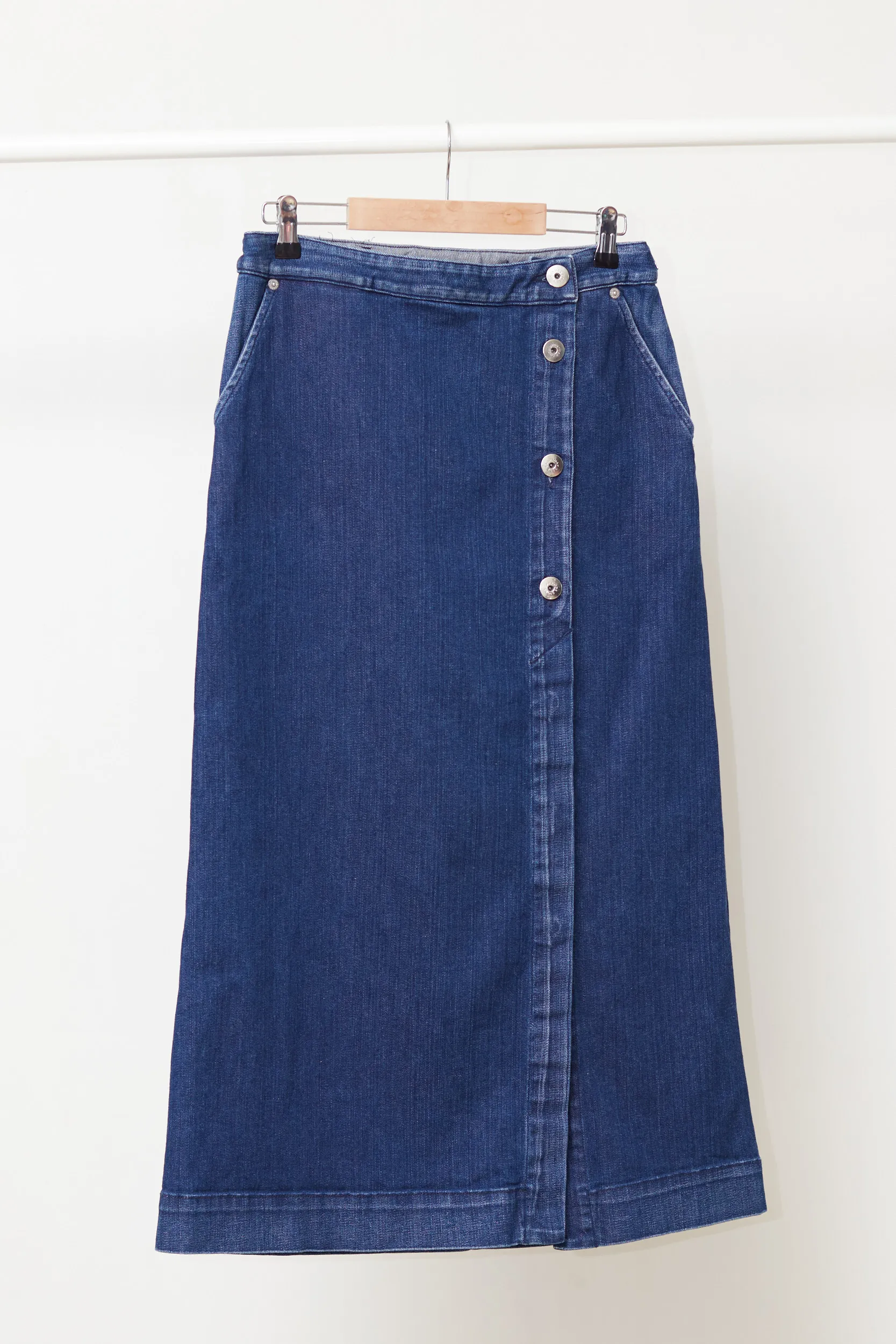 Fustă Midi din Denim Sportmax Code – Design Asimetric cu Nasturi Metalici M - imagine 7