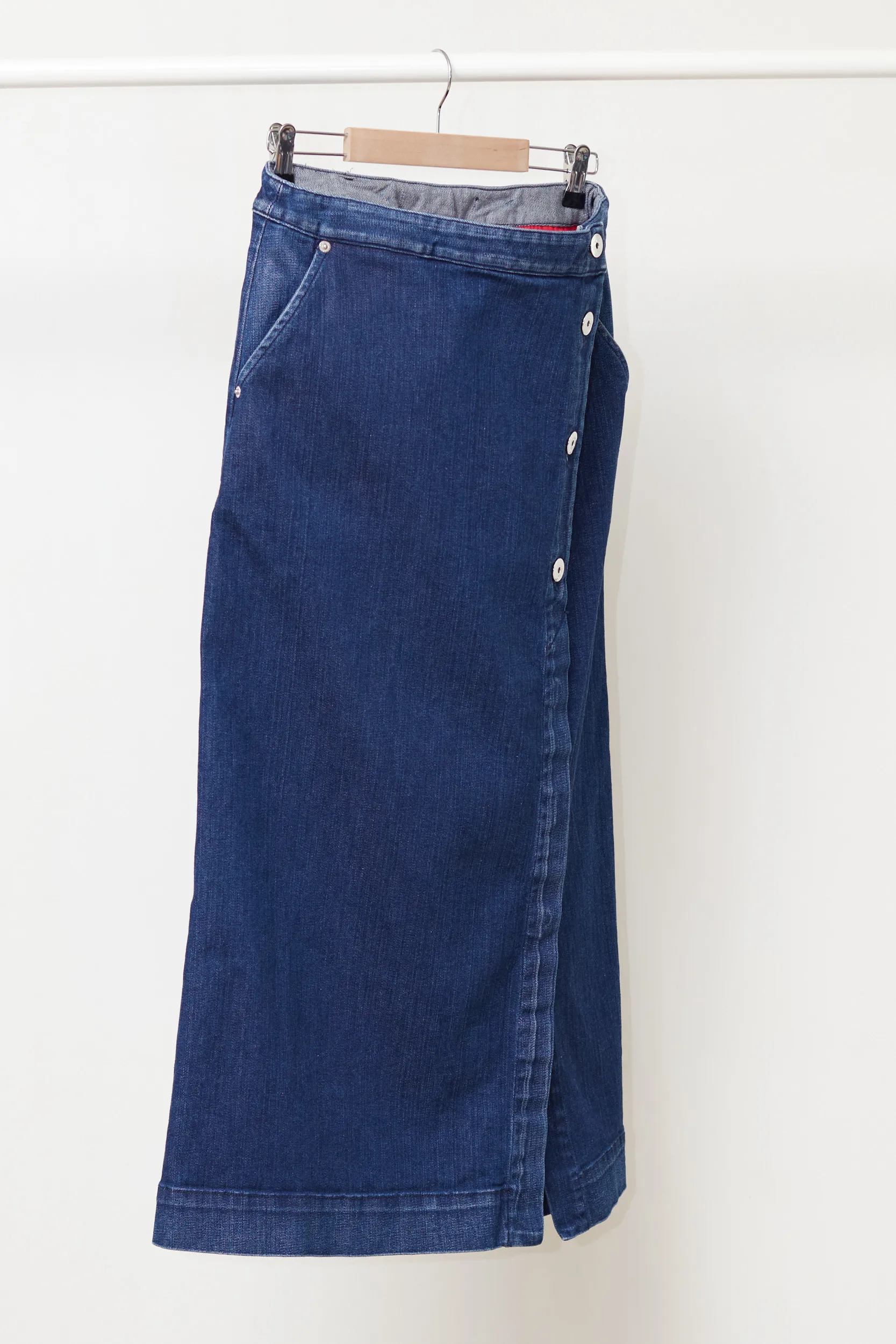 Fustă Midi din Denim Sportmax Code – Design Asimetric cu Nasturi Metalici M - imagine 4