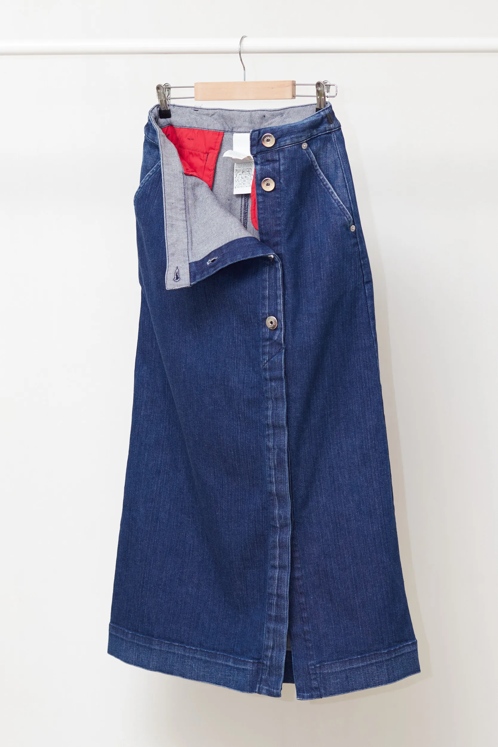 Fustă Midi din Denim Sportmax Code – Design Asimetric cu Nasturi Metalici M