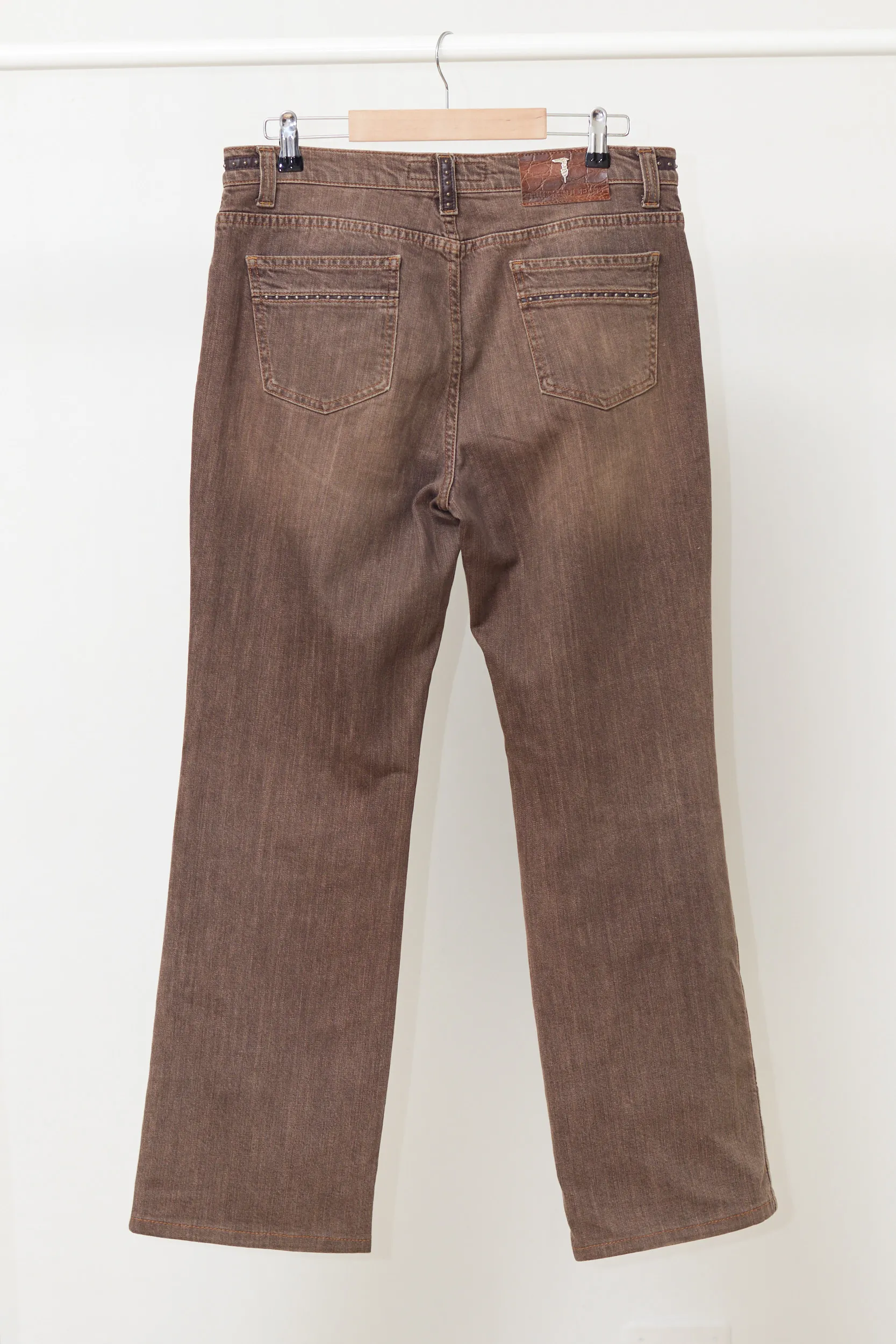 Jeans Vintage Trussardi – Denim Maro "Earth Tone" cu Detalii Hardware - L - imagine 3