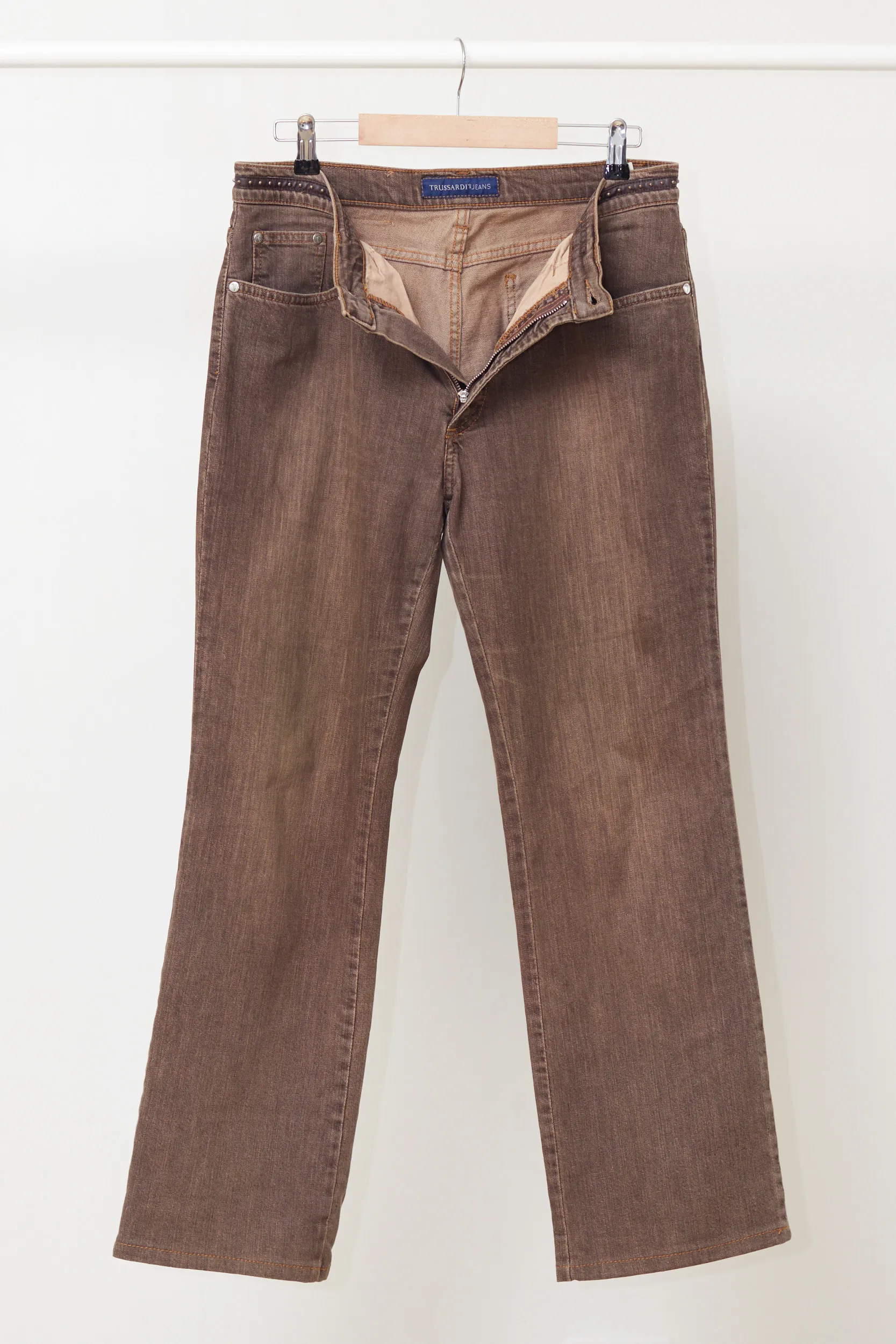 Jeans Vintage Trussardi – Denim Maro "Earth Tone" cu Detalii Hardware - L - imagine 4