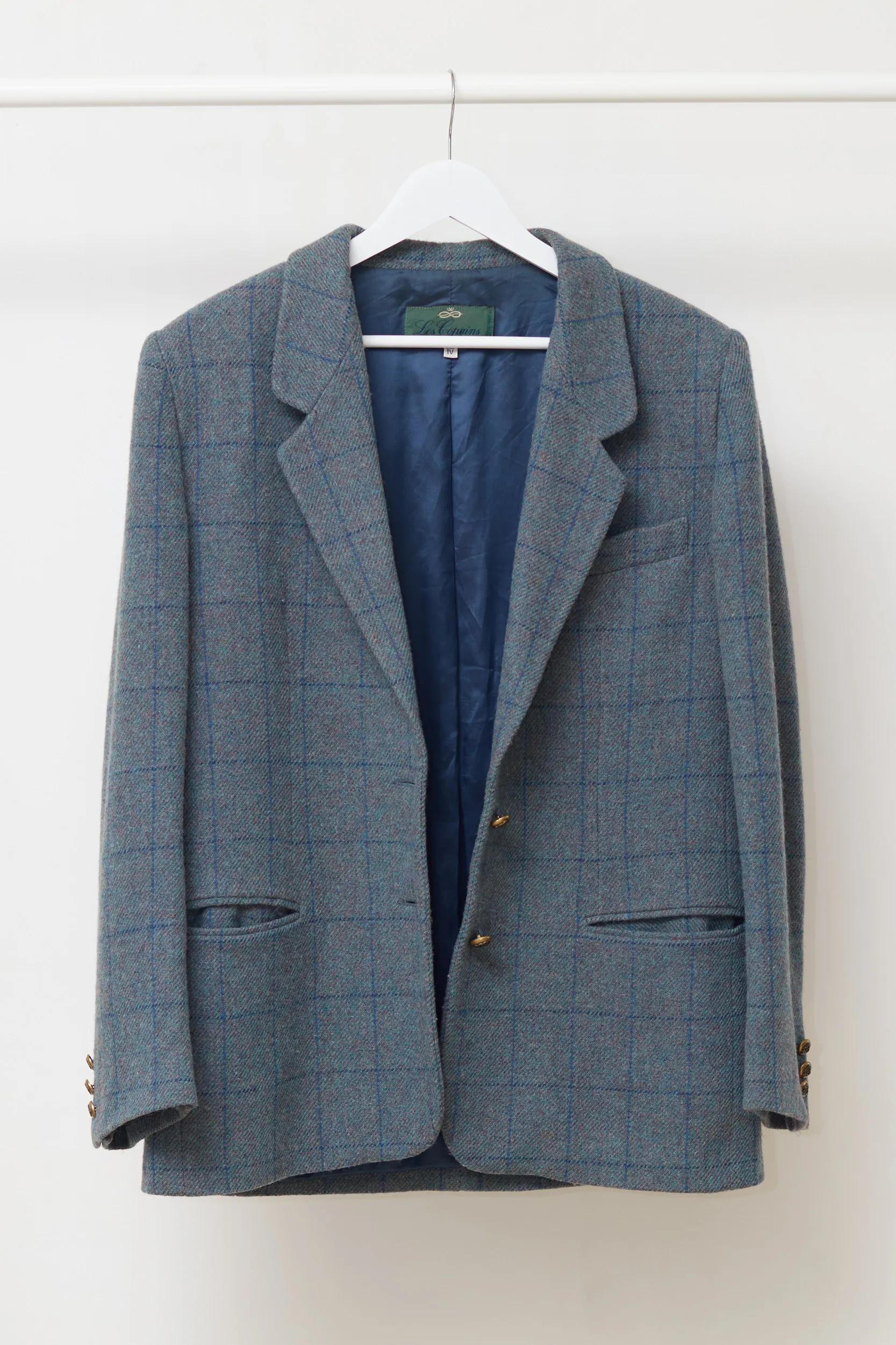 Sacou Vintage Les Copains (Made in Italy) – 75% Lână Tweed & Carouri Windowpane - IT 46 / M - imagine 5