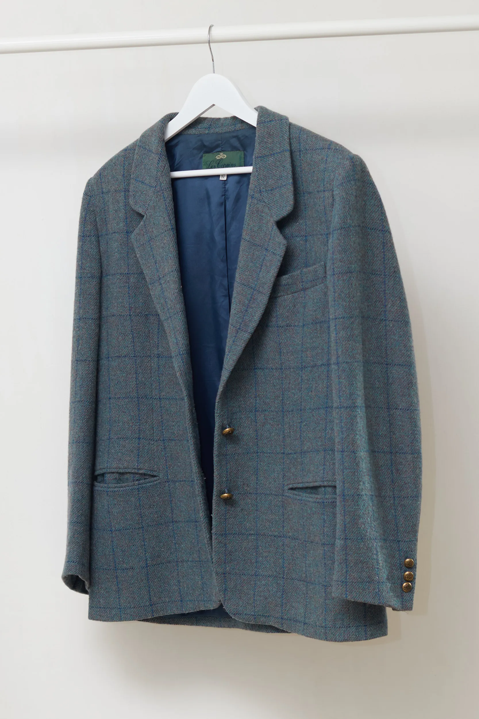 Sacou Vintage Les Copains (Made in Italy) – 75% Lână Tweed & Carouri Windowpane - IT 46 / M