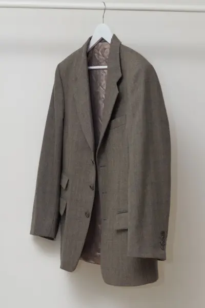 Sacou Vintage Recos per Uomo – Gri Clasic & Textură Diagonală - L