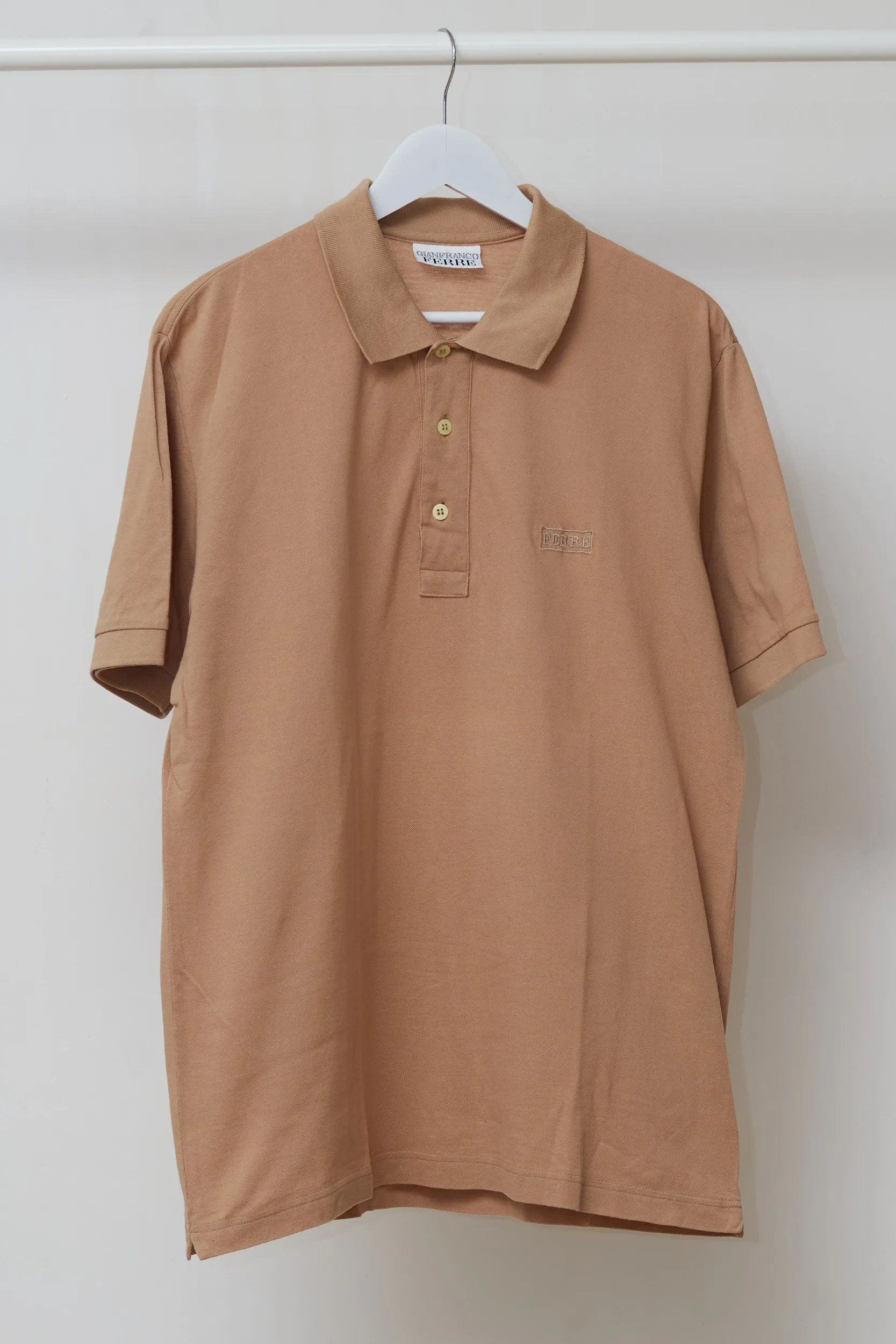 Tricou Polo Vintage Gianfranco Ferré – Bumbac Camel - L/50