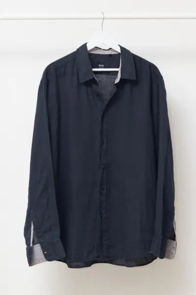 Cămașă BOSS Hugo Boss "Lucas" – 100% In Negru & Detalii Gingham 2XL