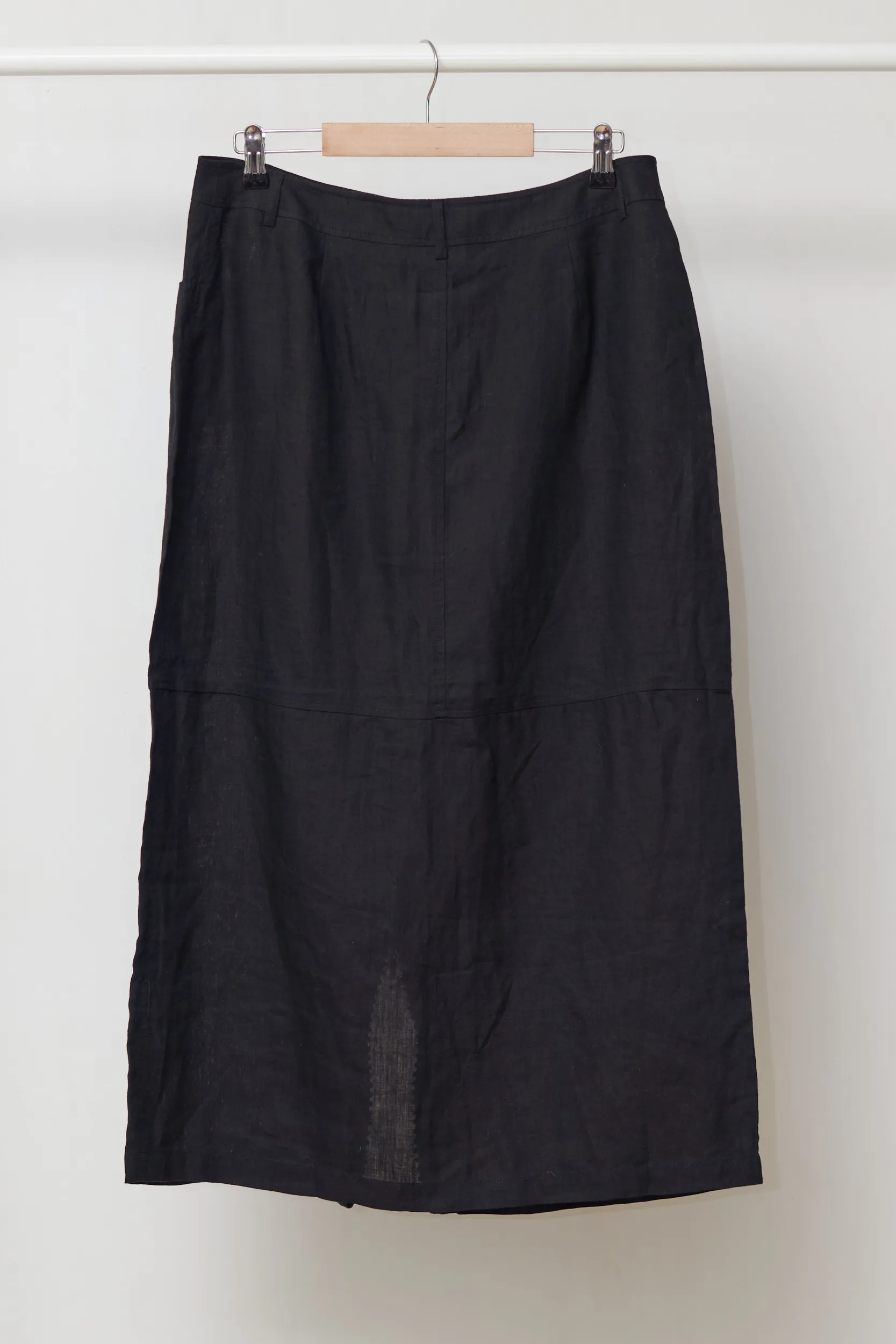 Fustă Marina Rinaldi (Max Mara Group) – 100% In "Puro Lino" Negru & Detaliu Fermoar EU 46 / XL - imagine 3