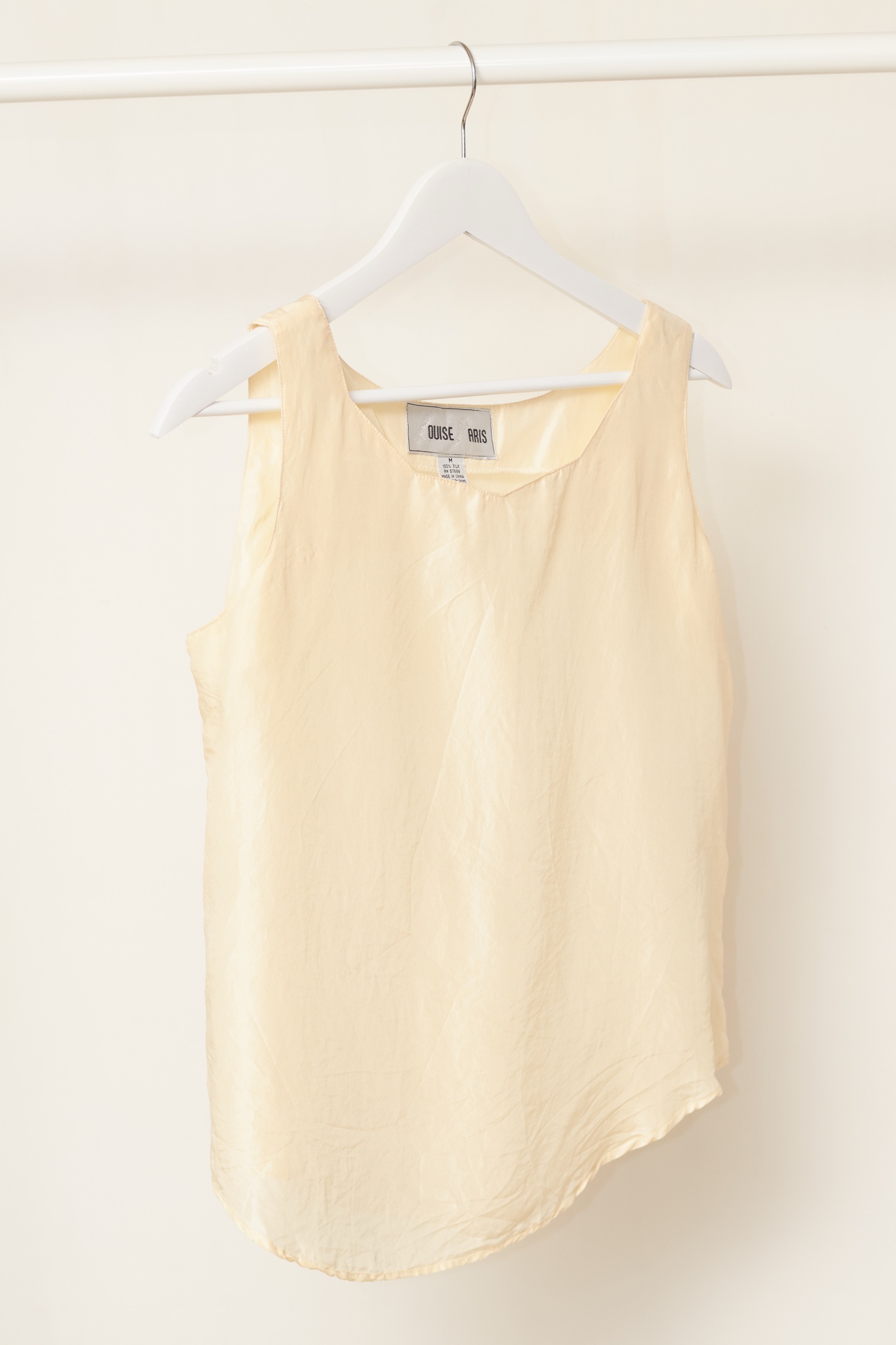 Top Minimalist Louise Paris – 100% Mătase Naturală, Galben Pai, M - imagine 3