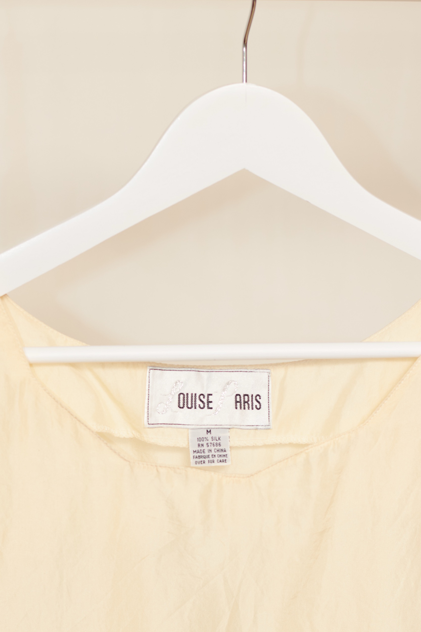 Top Minimalist Louise Paris – 100% Mătase Naturală, Galben Pai, M - imagine 5