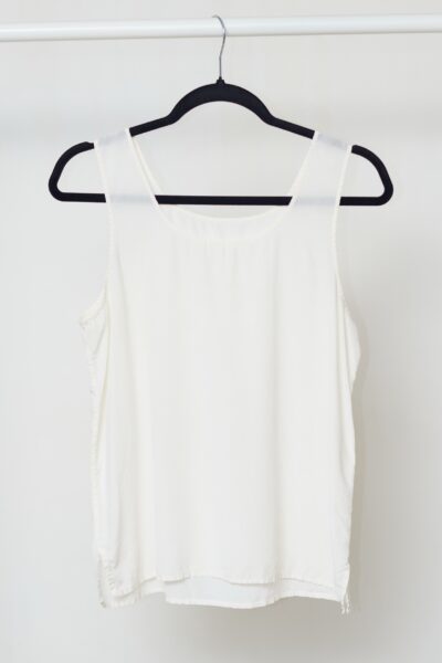 Top Minimalist din 100% Mătase – Ivory/Alb Unt -M