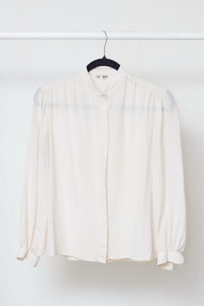 Cămașă Minimalistă din 100% Mătase Naturală – Ivory, Guler Tunică M/L