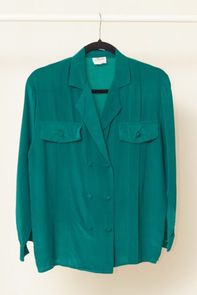 Cămașă Vintage i Cassia – 100% Mătase Naturală, Verde Smarald - M