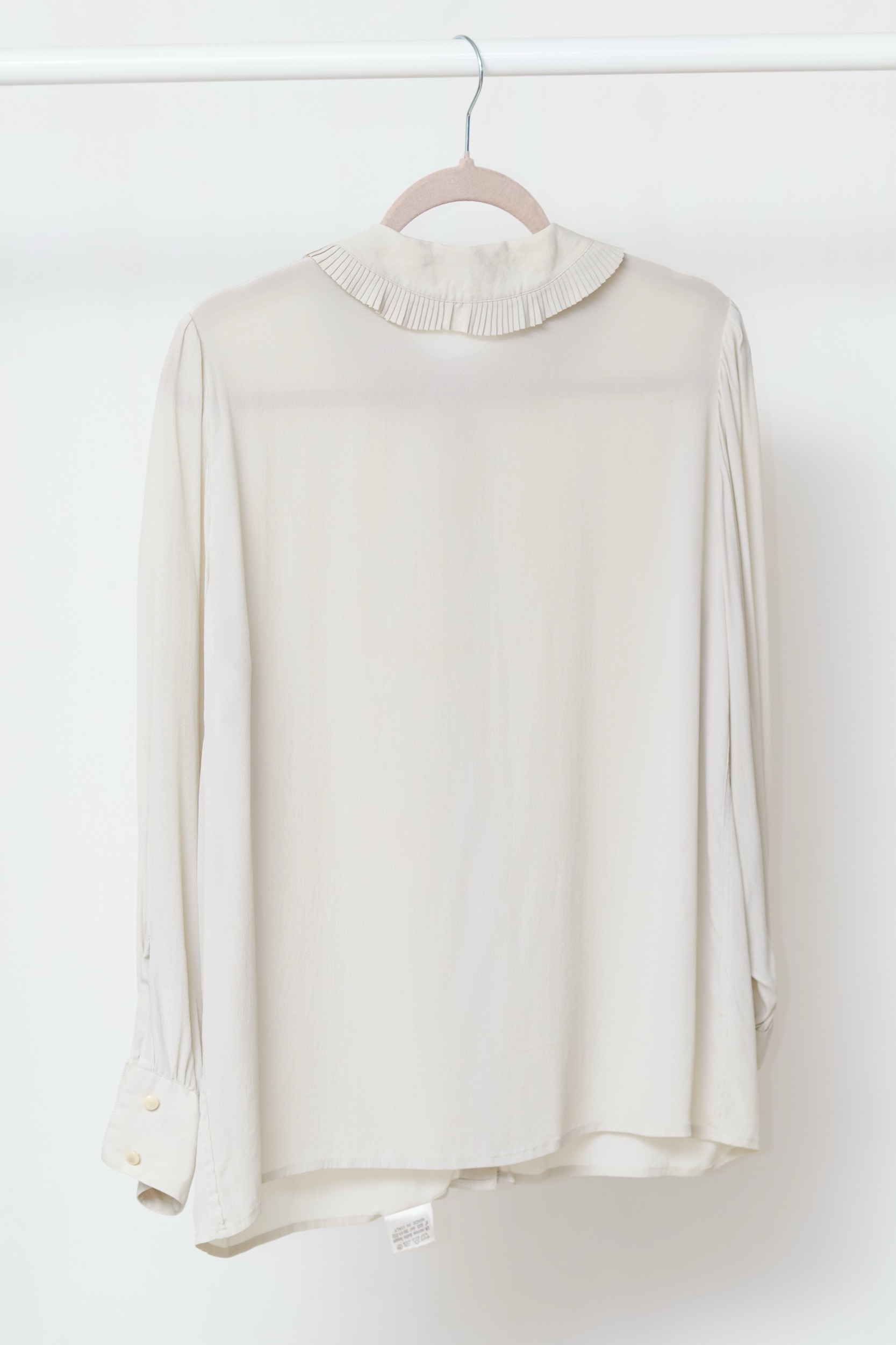 Cămașă Ivory Koala cu Guler Peter Pan Plisat – Mix Mătase, Made in Italy - M - imagine 3