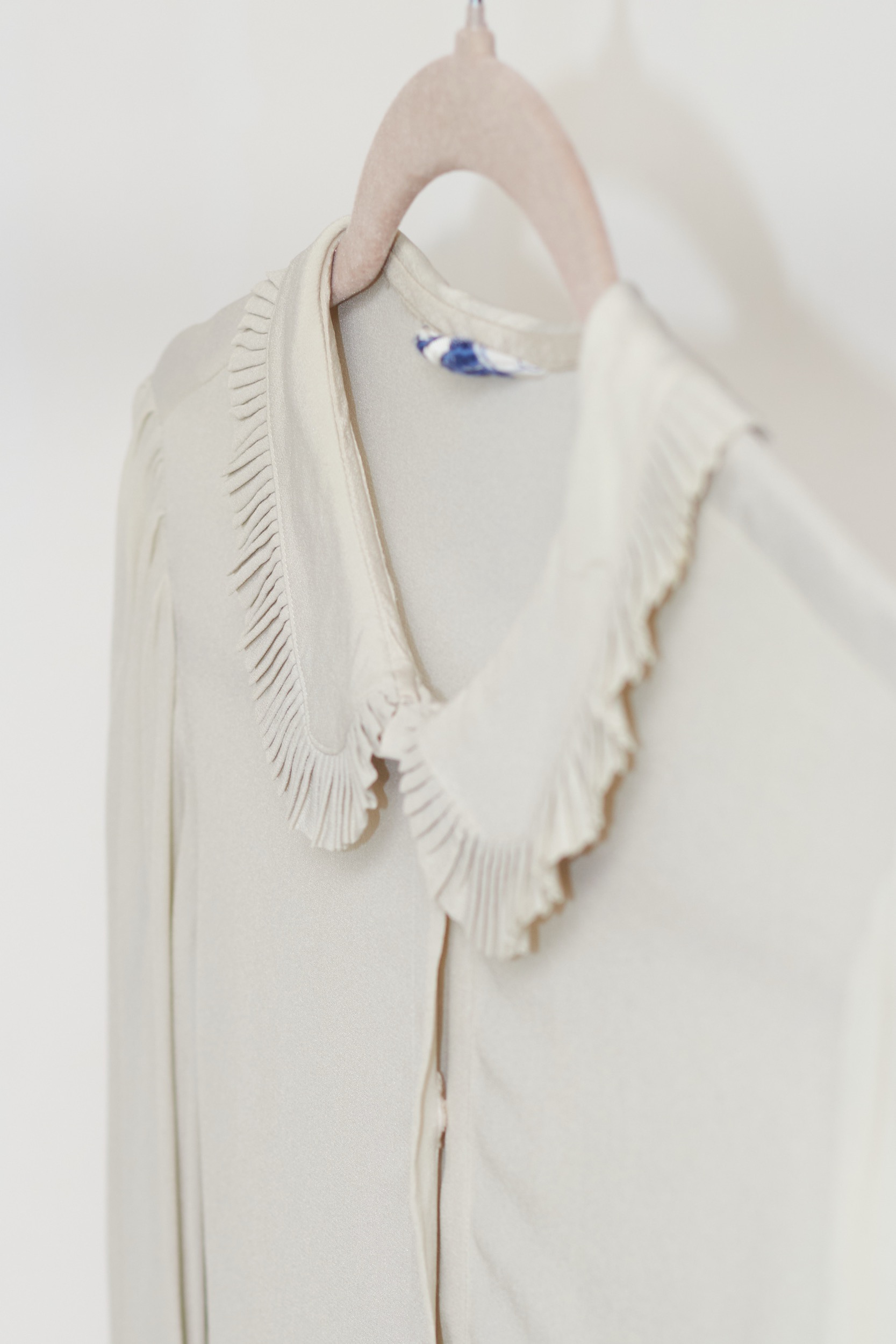 Cămașă Ivory Koala cu Guler Peter Pan Plisat – Mix Mătase, Made in Italy - M - imagine 4