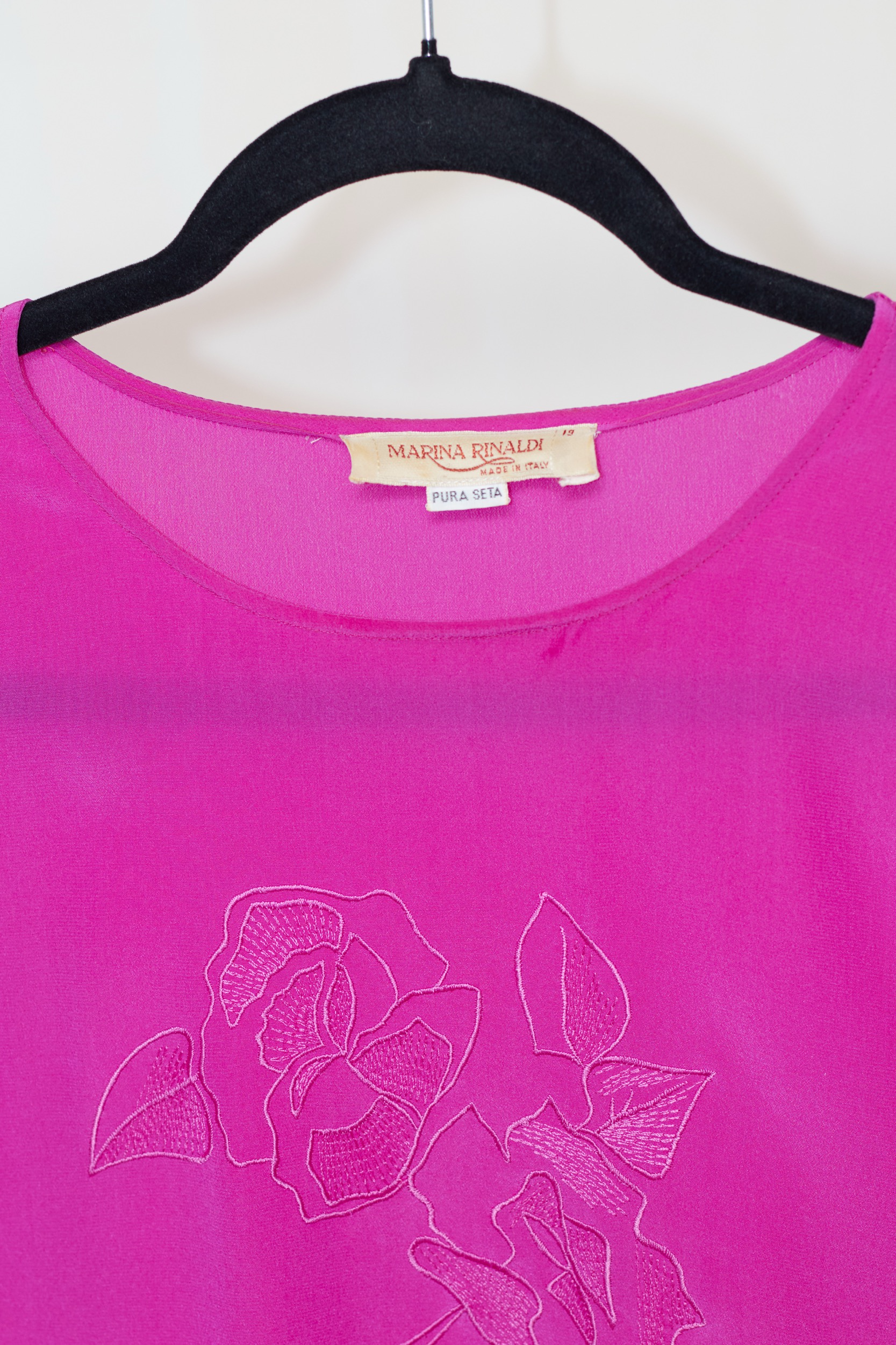 Bluză Marina Rinaldi – 100% Mătase Naturală, Broderie Florală ton pe ton, L - imagine 5