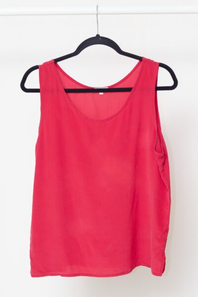 Top Esențial din Mătase Naturală – Roșu Zmeură - L