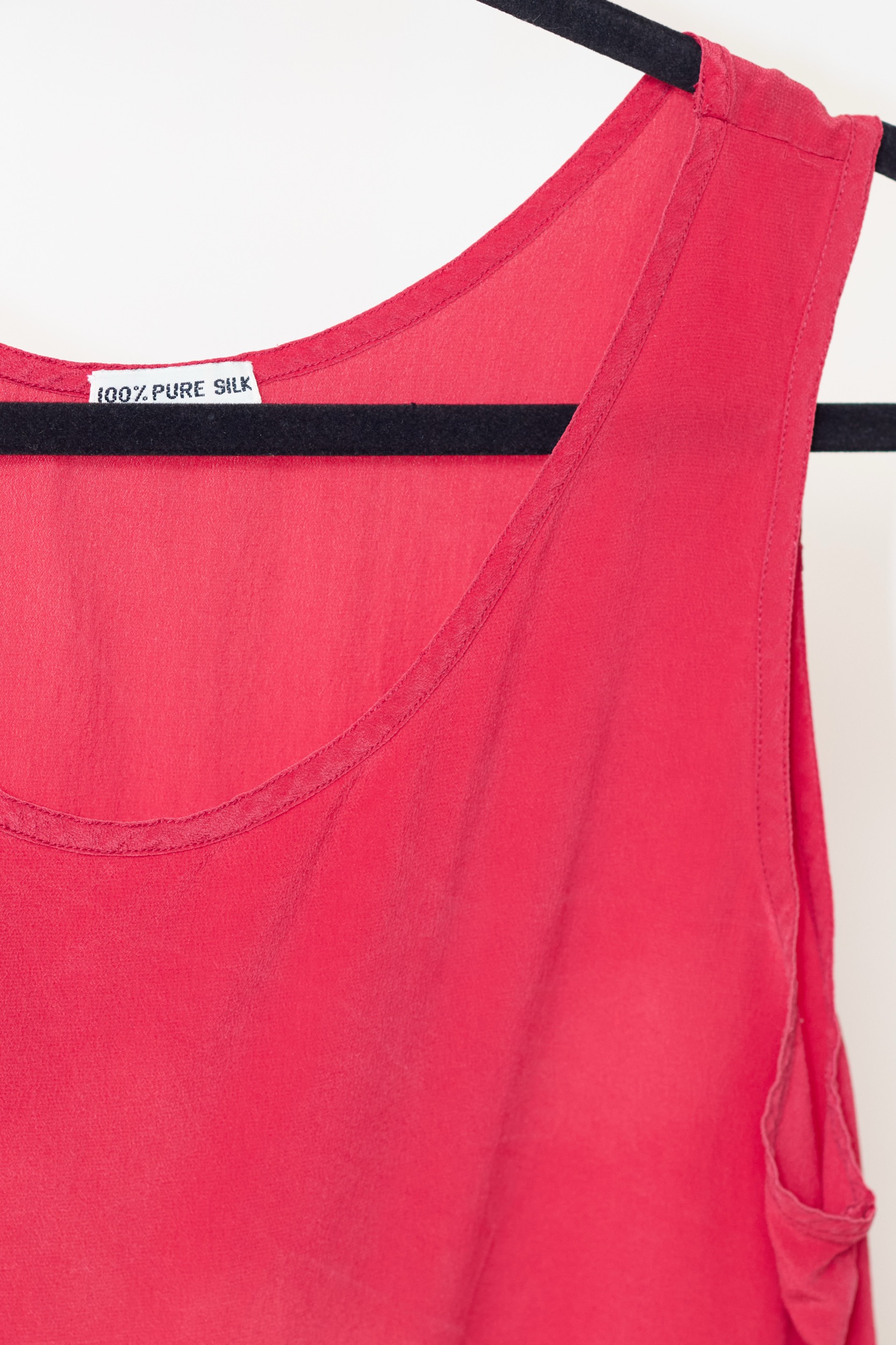 Top Esențial din Mătase Naturală – Roșu Zmeură - L - imagine 4