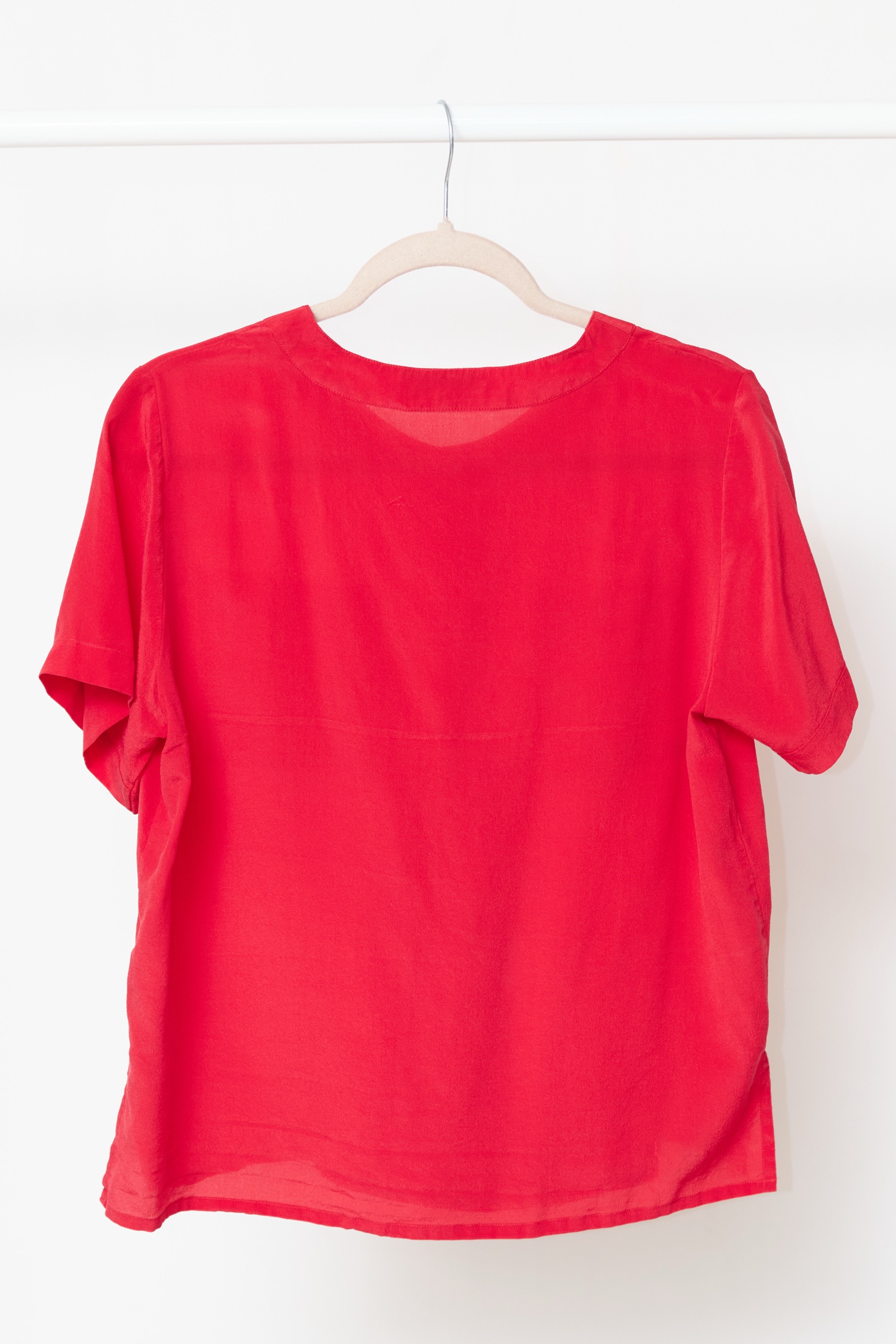 Cămașă Vintage "Pura Seta" – 100% Mătase Naturală, Roșu Vibrant - M - imagine 3