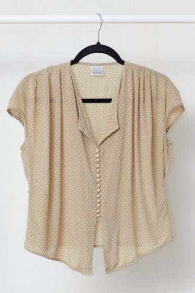 Cămașă Andrea Maré – 100% Mătase Naturală cu Imprimeu Polka Dots și Nasturi Perlați - L