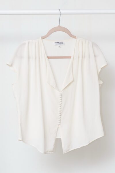 Cămașă Vintage I Multipli di Krizia Ivory– 100% mătase, Mărimea 3 (L)