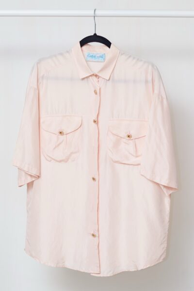 Cămașă Vintage Gabrielle – 100% Mătase Naturală, Roz Pal, L/XL