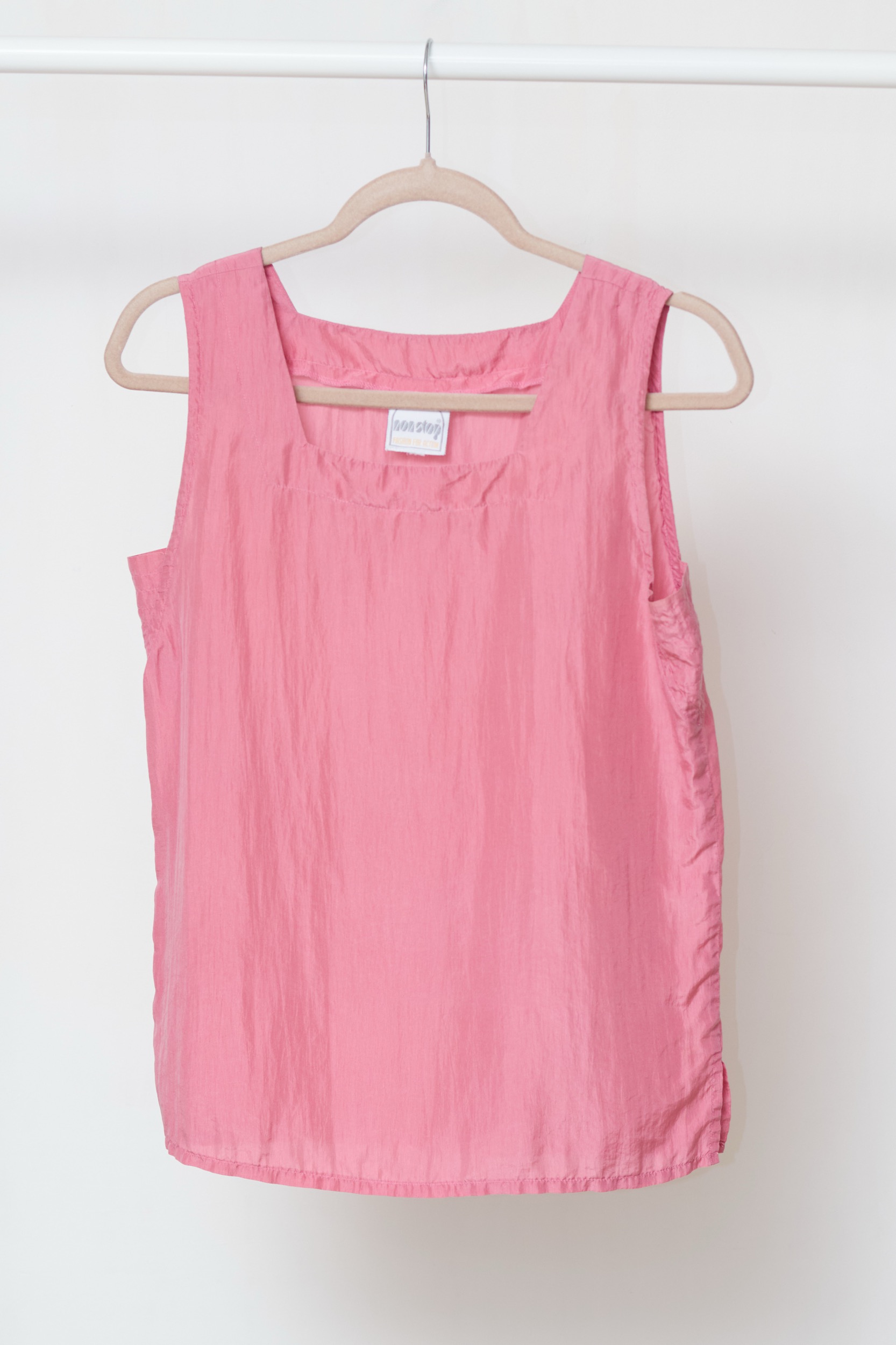 Top Minimalist "Non Stop" – 100% Mătase Naturală cu Efect Creponat, Roz Prăfuit - S