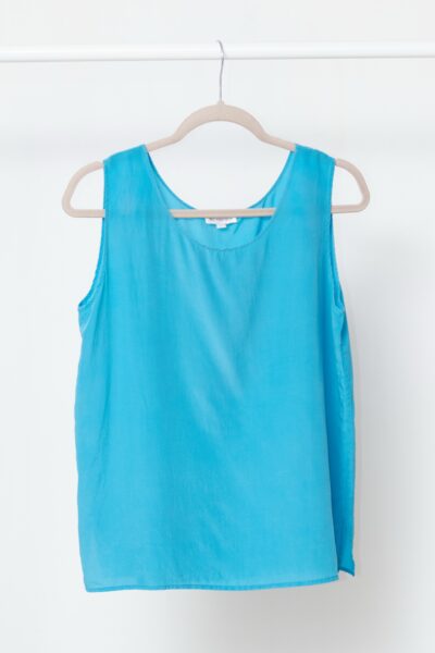 Top Esențial din 100% Mătase Naturală – Albastru Turcoaz - M/L