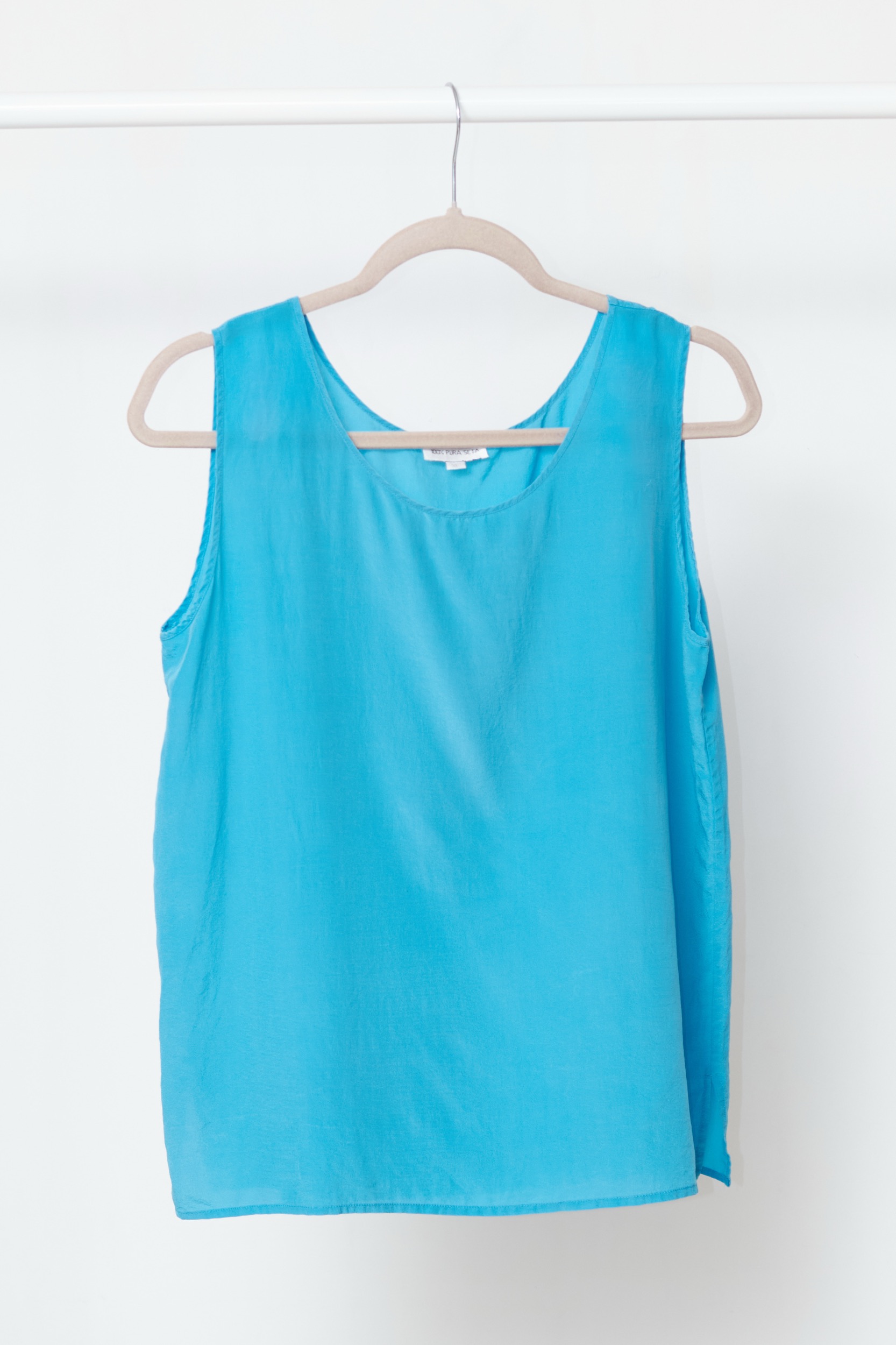 Top Esențial din 100% Mătase Naturală – Albastru Turcoaz - M/L