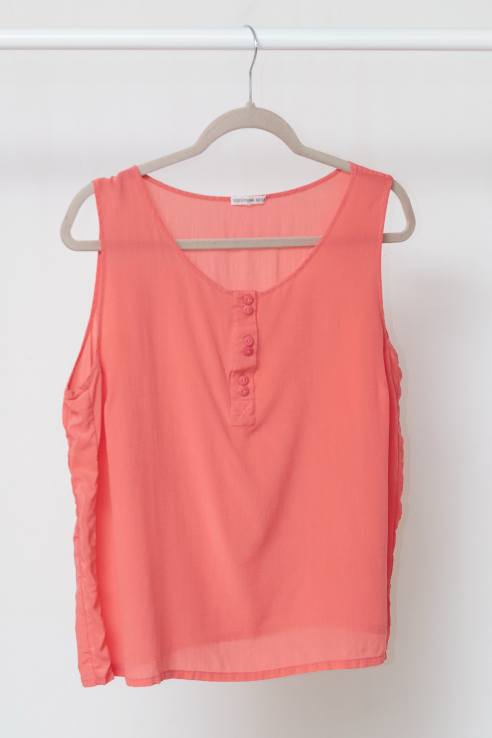 Top Minimalist Roz Piersică – 100% Mătase Naturală, M/L - imagine 3