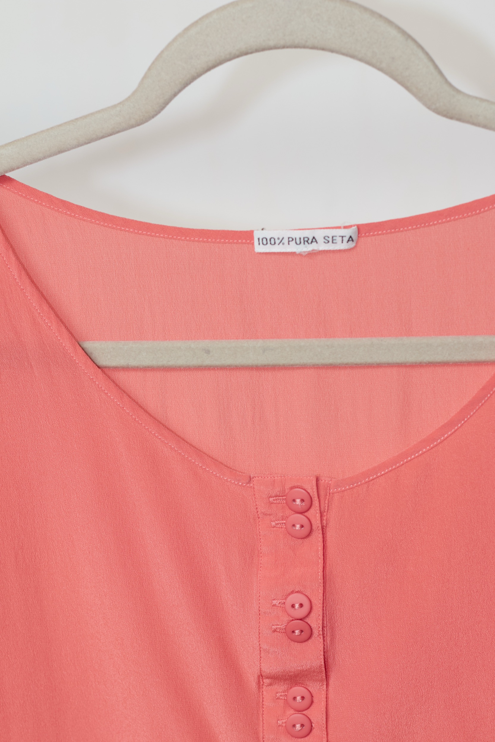 Top Minimalist Roz Piersică – 100% Mătase Naturală, M/L - imagine 4